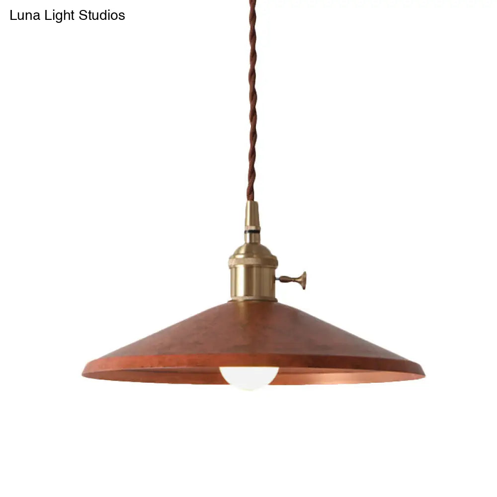 Rustic 1-Light Saucer Shade Hanging Pendant Lamp In Blue/Red/Silver For Dining Room With Stranded