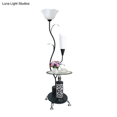 Rustic 2-Head Branch-Like Metallic Floor Lamp For Guest Room - Black/White