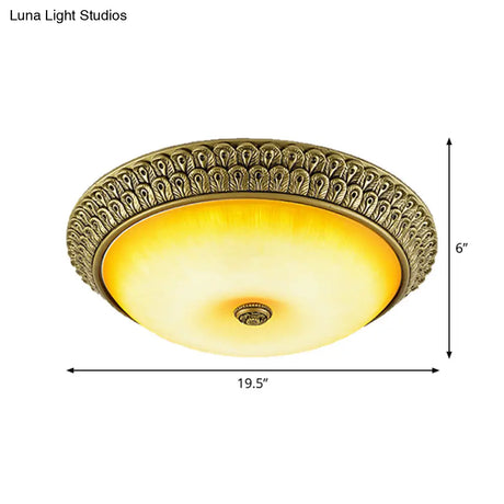 Rustic Amber Glass Led Ceiling Light In Gold Various Sizes