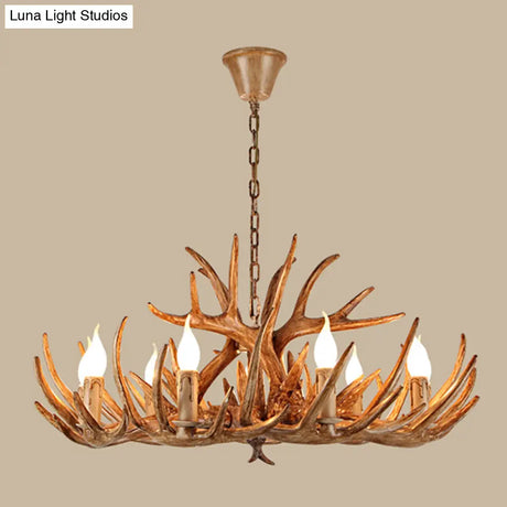 Rustic Antler Shape Resin Chandelier Pendant Light Fixture - Brown’