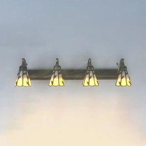 Rustic Bathroom Wall Sconce Lamp With Leaf Pattern Stained Glass - Copper/Antique Brass/Beige