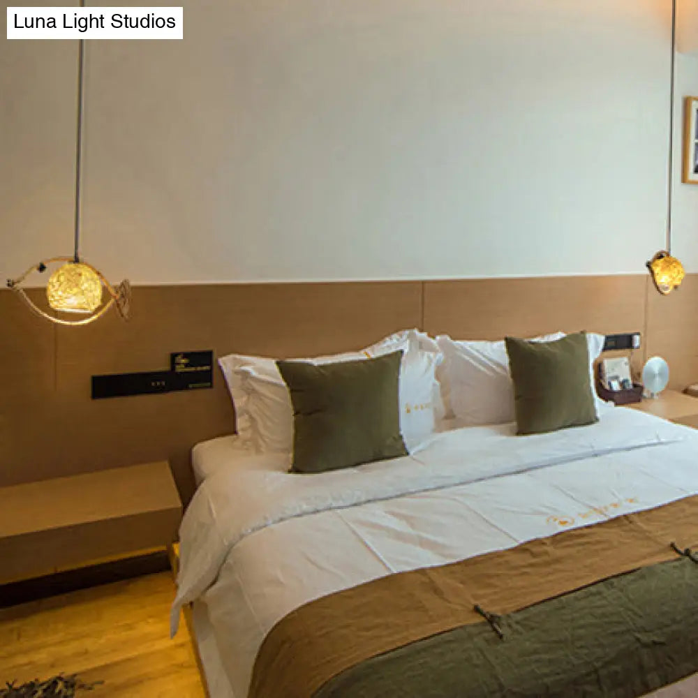 Rustic Beige Fish Shaped Pendant Light - 1/2/3-Light Bine Hanging Lamp