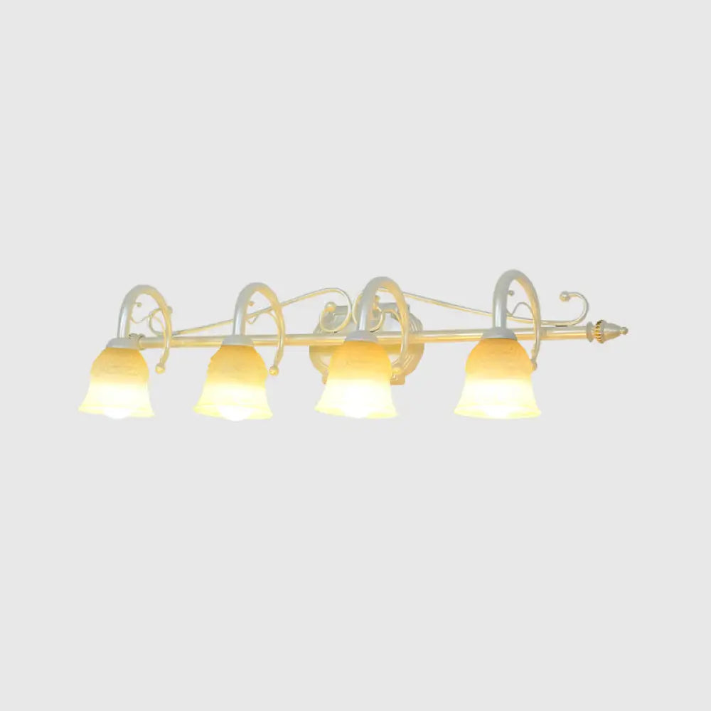 Rustic Beige Glass Vanity Mirror Light: Carillon Shaped Wall Mounted Fixture For Bathrooms 4 / White