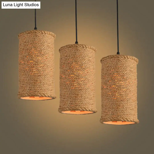 Rustic Beige Pendant Lighting With Creative Rope Design - Ideal For Restaurants