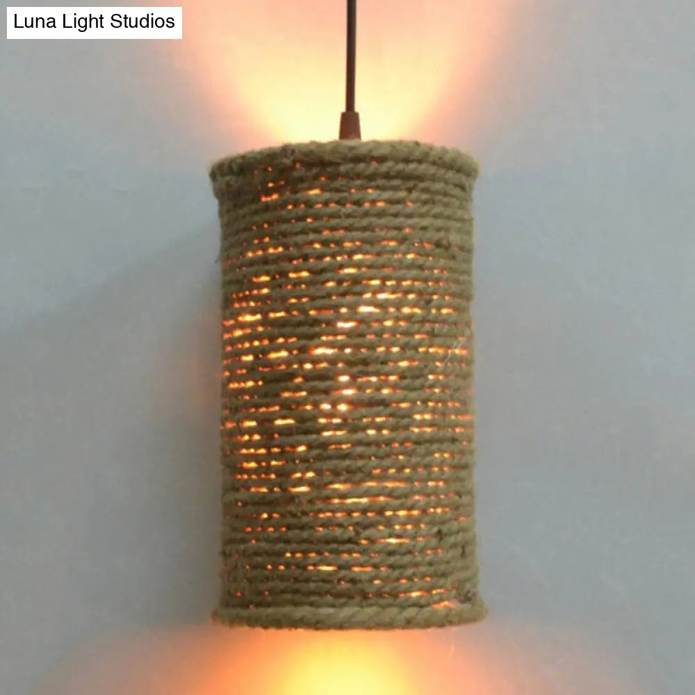 Rustic Beige Pendant Lighting With Creative Rope Design - Ideal For Restaurants / Round