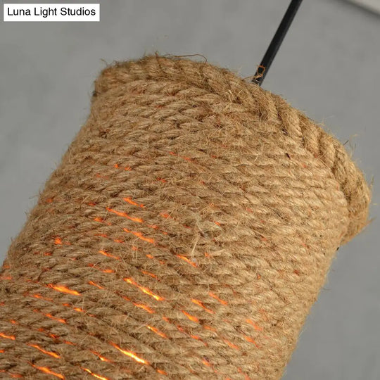 Rustic Beige Pendant Lighting With Creative Rope Design - Ideal For Restaurants