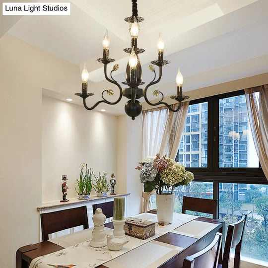 Rustic Black/Gold Metal Pendant Chandelier - 5/12/16 Lights Elegant Dining Room Ceiling Fixture
