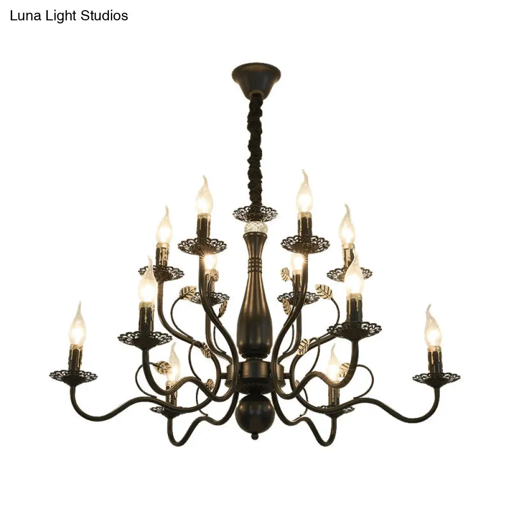 Rustic Black/Gold Metal Pendant Chandelier - 5/12/16 Lights Elegant Dining Room Ceiling Fixture