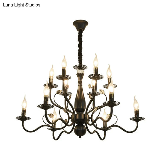 Rustic Black/Gold Metal Pendant Chandelier - 5/12/16 Lights Elegant Dining Room Ceiling Fixture