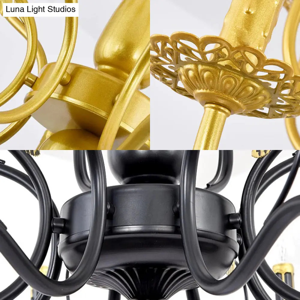 Rustic Black/Gold Metal Pendant Chandelier - 5/12/16 Lights Elegant Dining Room Ceiling Fixture