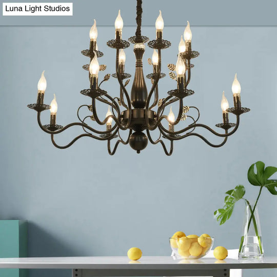 Rustic Black/Gold Metal Pendant Chandelier - 5/12/16 Lights Elegant Dining Room Ceiling Fixture