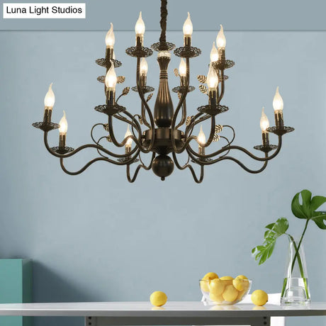 Rustic Black/Gold Metal Pendant Chandelier - 5/12/16 Lights Elegant Dining Room Ceiling Fixture