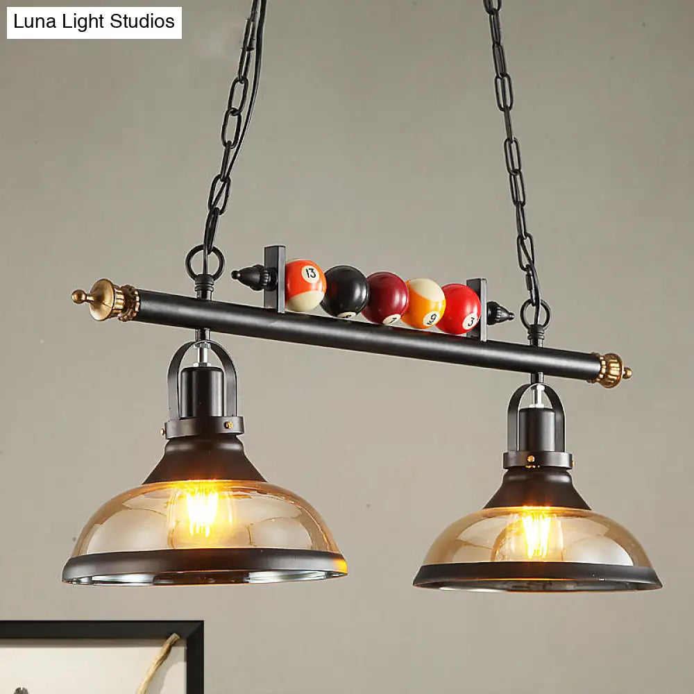 Rustic Black Island Pendant Light Kit: Clear Glass Dome 2/3-Light With Multi-Color Balls 2 /