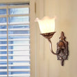 Rustic Blossom Wall Lamp With Opaline Glass Mount - Brown Ideal For Living Room 1 /