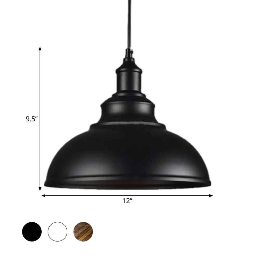 Metallic Drop Pendant Rustic Bowl Shade Ceiling Light For Dining Room