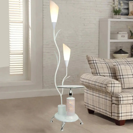 Rustic Branch Shaped Standing Lamp - 2 Bulbs Metallic Finish White/Black Guest Room Floor Light