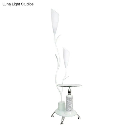 Rustic Branch Shaped Standing Lamp - 2 Bulbs Metallic Finish White/Black Guest Room Floor Light