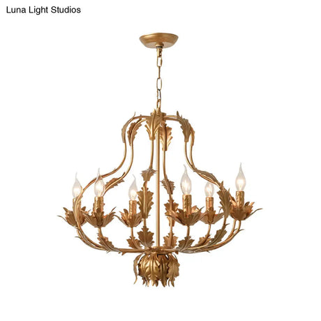Rustic Brass Gourd Chandelier With 6 Bulbs - Perfect For Dining Room