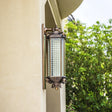 Rustic Brass Rectangle Wall Sconce Light With Clear Gridded Glass - Single Outdoor Small/Large /