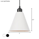 Rustic Ceiling Lamp With Flared Iron Shade For Living Room - Black/White Pendant Light Kit