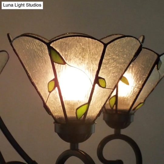 Rustic Black Leaf Pendant Light With Clear Glass And 5 Dimpled Lights