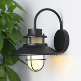 Rustic Cone Metal Wall Lighting: 1-Head Black Courtyard Mount Lamp