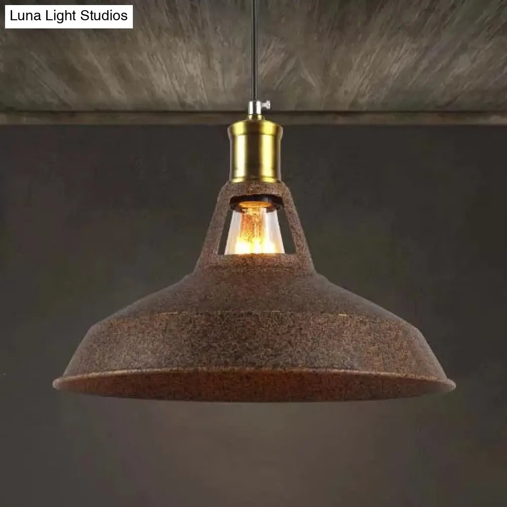 Rustic Copper/Beige/Rust/Gray Barn Pendant Light – Farmhouse-Wrought Iron 1-Light Fixture For