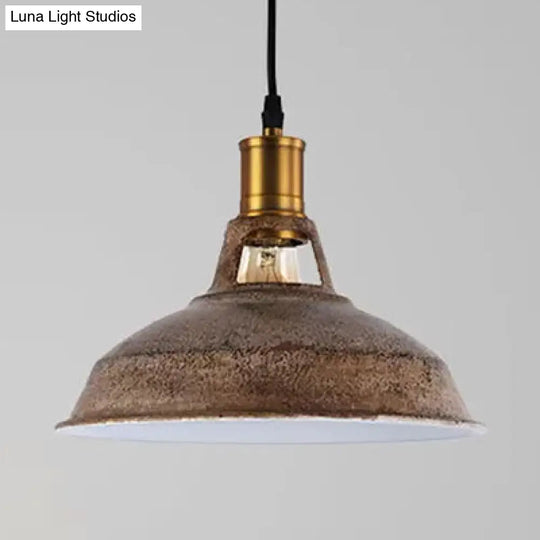 Rustic Barn Pendant 1-Light Fixture: Farmhouse Style Copper/Beige/Rust/Gray Wrought Iron Perfect For