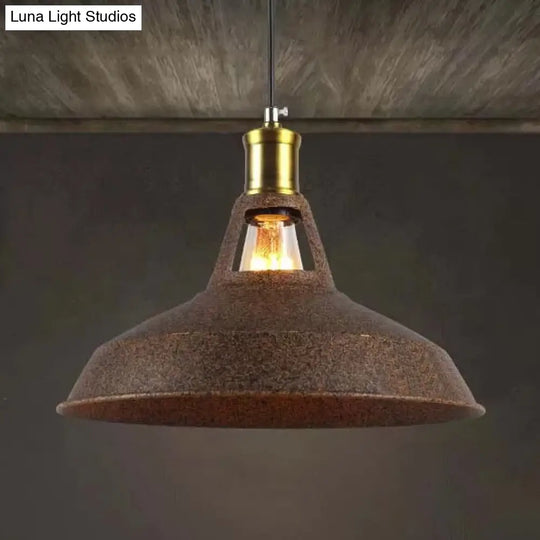 Rustic Barn Pendant 1-Light Fixture: Farmhouse Style Copper/Beige/Rust/Gray Wrought Iron Perfect For
