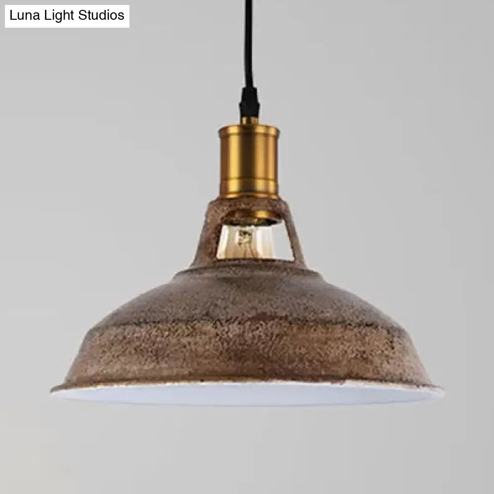 Rustic Copper/Beige/Rust/Gray Barn Pendant Light – Farmhouse-Wrought Iron 1-Light Fixture For