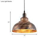 Rustic Countryside Barn Pendant Lamp - 1-Head 12’/16’ Wide Metallic Hanging Light Fixture For