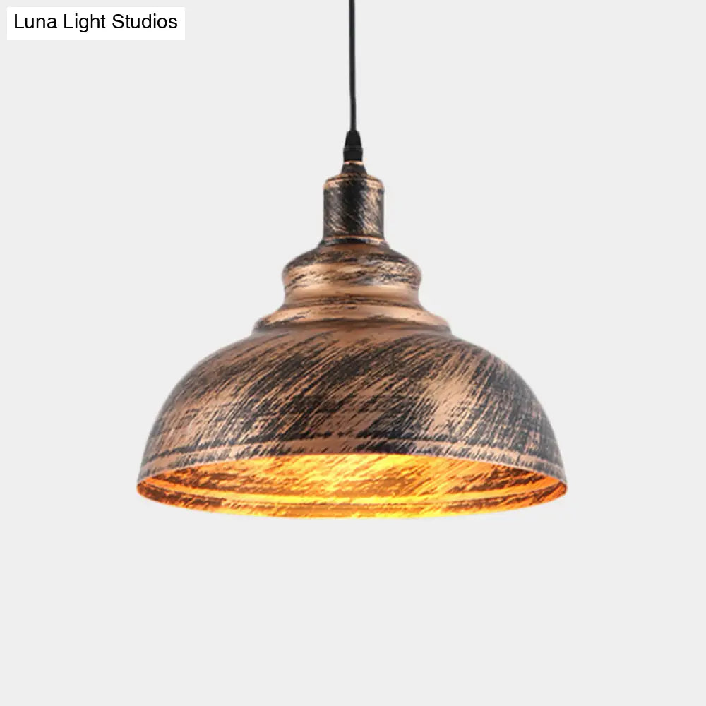 Countryside Barn Hanging Light - Rustic 1-Head Pendant Lamp For Restaurants 12/16 Wide Metallic