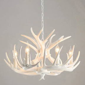 Rustic Deer Horn Resin Chandelier - Dining Room Suspension Light Fixture 4 / White