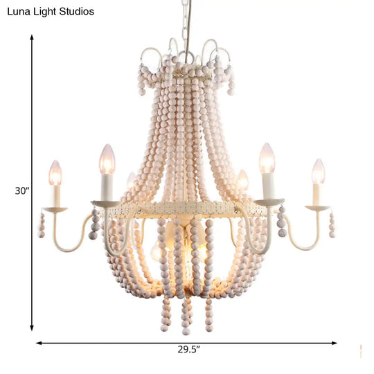 Rustic Empire Wood Strand Chandelier: White Pendant Ceiling Light With 9 Lights For Dining Room