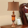 Rustic Fabric Table Lamp With Curved Lampshade - 1-Light Flaxen Nightstand Light