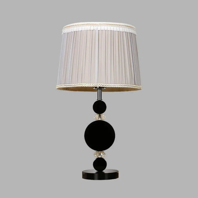 Rustic Fabric Table Lamp With Faux-Braided Detailing - Cream Gray Night Light For Bedroom