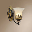 Rustic Flared Bedroom Sconce Wall Lamp With Frosted White Glass 1 /