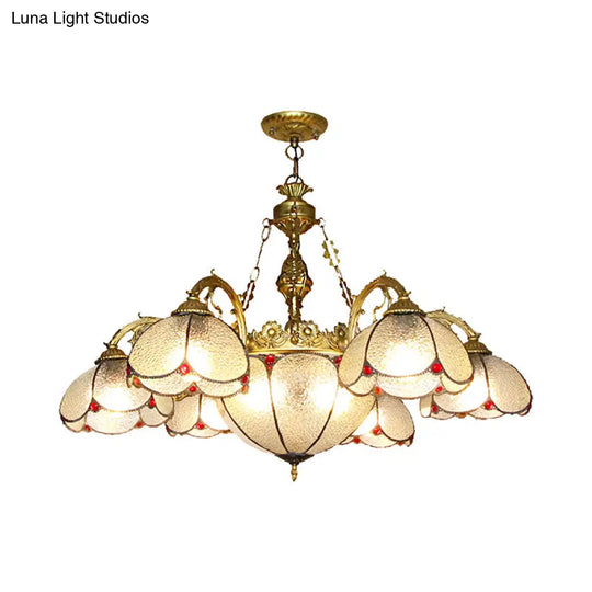 Rustic Floral Chandelier Pendant With Clear Glass And 6 Lights - Ideal For Hallways