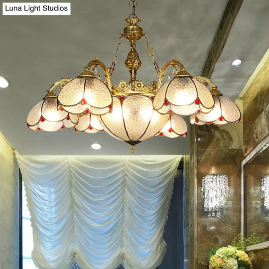 Rustic Floral Chandelier Pendant With Clear Glass And 6 Lights - Ideal For Hallways