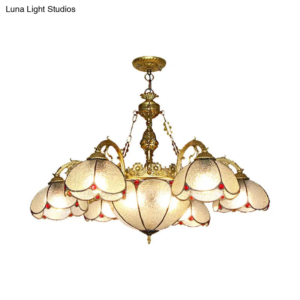 Rustic Floral Chandelier With 6 Dimpled Clear Glass Pendant Lights For Hallway