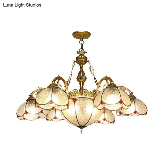 Rustic Floral Chandelier With 6 Dimpled Clear Glass Pendant Lights For Hallway