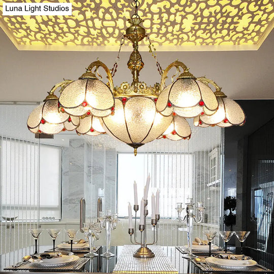 Rustic Floral Chandelier With 6 Dimpled Clear Glass Pendant Lights For Hallway