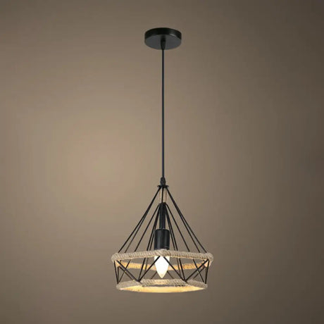 Rustic Hemp Rope Pendant Light Fixture In Brown - Vintage Wrapped Hanging Lamp With 1 Bulb / A