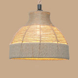 Rustic Hemp Rope Pendant Light Fixture With Brown Bulb / H