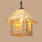 Rustic Hemp Rope Pendant Light Fixture With Brown Bulb / K