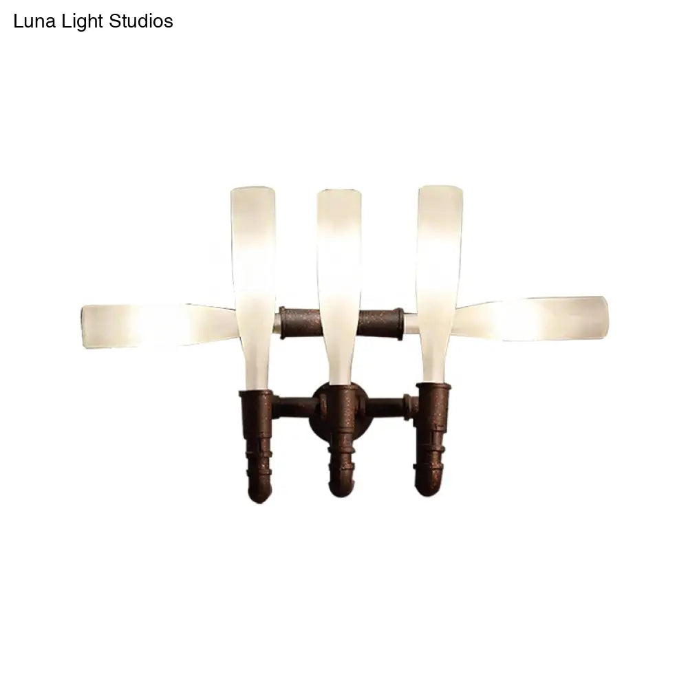 Rustic Industrial Wine Bottle Sconce Lamp With Frosted Glass - Wall Mounted Light For Dining Room