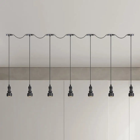 Rustic Iron Ceiling Light With Led Bulbs - Perfect For Coffee Shops Black Finish Available In 3/5/7