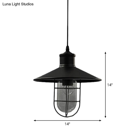 Rustic Iron Saucer Dining Room Pendulum Light - Black Pendant Lamp With 2 Extra Shade Guards