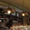 Rustic Iron Suspension Light: Vintage Pot Lid Shaped Pendant Lamp For Restaurants Brass / Small