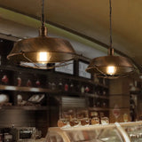 Rustic Iron Suspension Light: Vintage Pot Lid Shaped Pendant Lamp For Restaurants Brass / Small